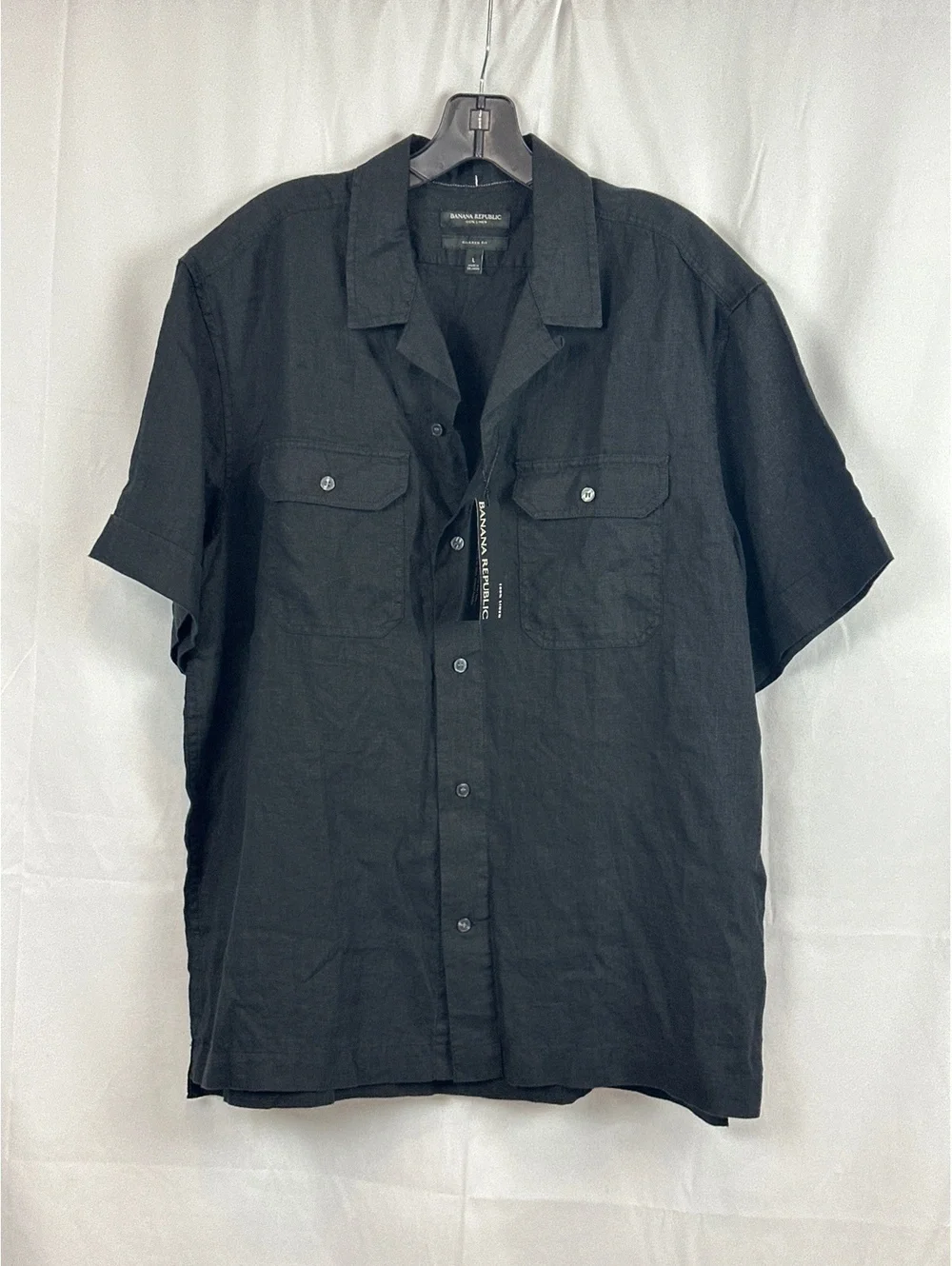 Banana Republic Men's Black Relaxed  Linen Shirt Size L NWT